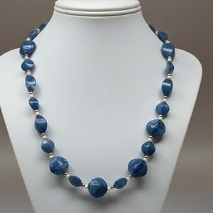 Vintage 1986 Avon Capri Blue Lucite Bead Mediterranean 24” Necklace